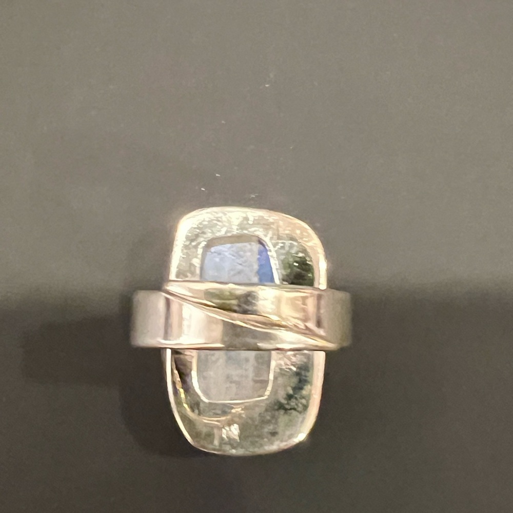 Sterling Silver Ring With Large Rectangular Moons… - image 8